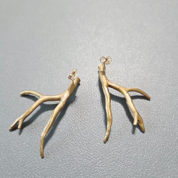 Mignon Faget Coral Earrings in Bronze with Sterling Silver Post Dangle Statement - Picture 5 of 7